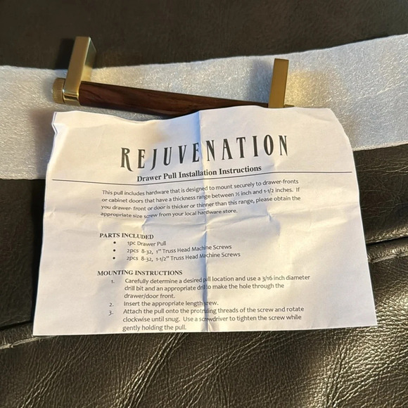 Rejuvenation west slope drawer pull 4 inch walnut brass - Picture 4 of 5